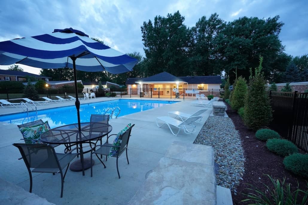 Pool deck for residents of Shoreham Park in Avon Lake, Ohio