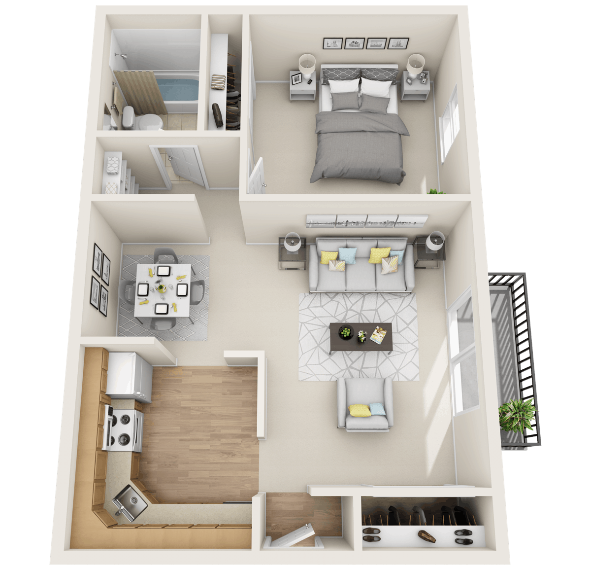 1 Bedroom Suite - Shoreham Park Apartment floor plan in Avon Lake, OH