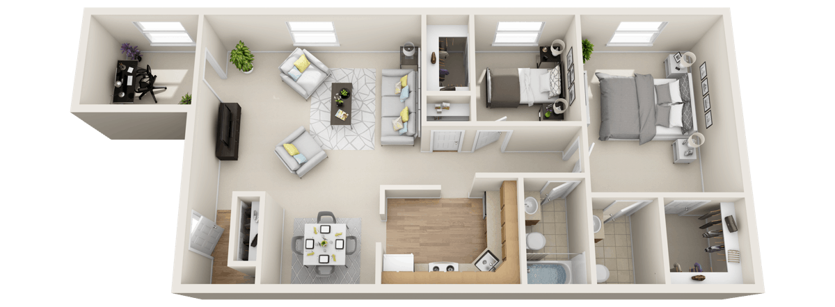 2 Bedroom w/Den Suite - Shoreham Park Apartment floor plan in Avon Lake Ohio