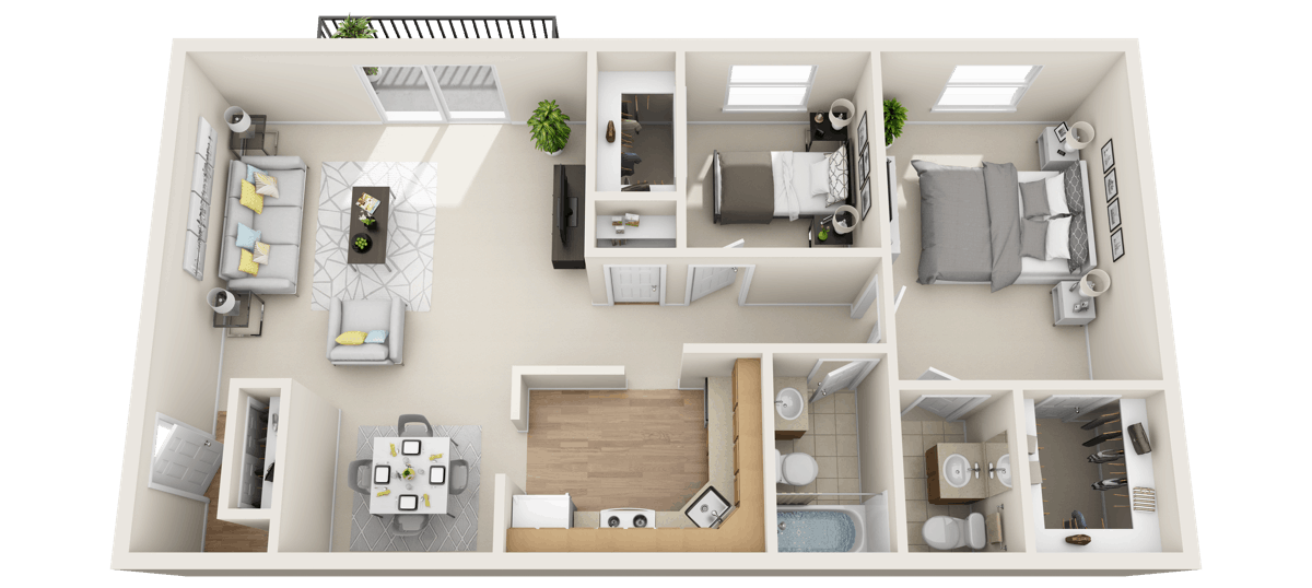 2 Bedroom w/Patio or Balcony Suite - Shoreham Park Apartment floor plan in Avon Lake, OH